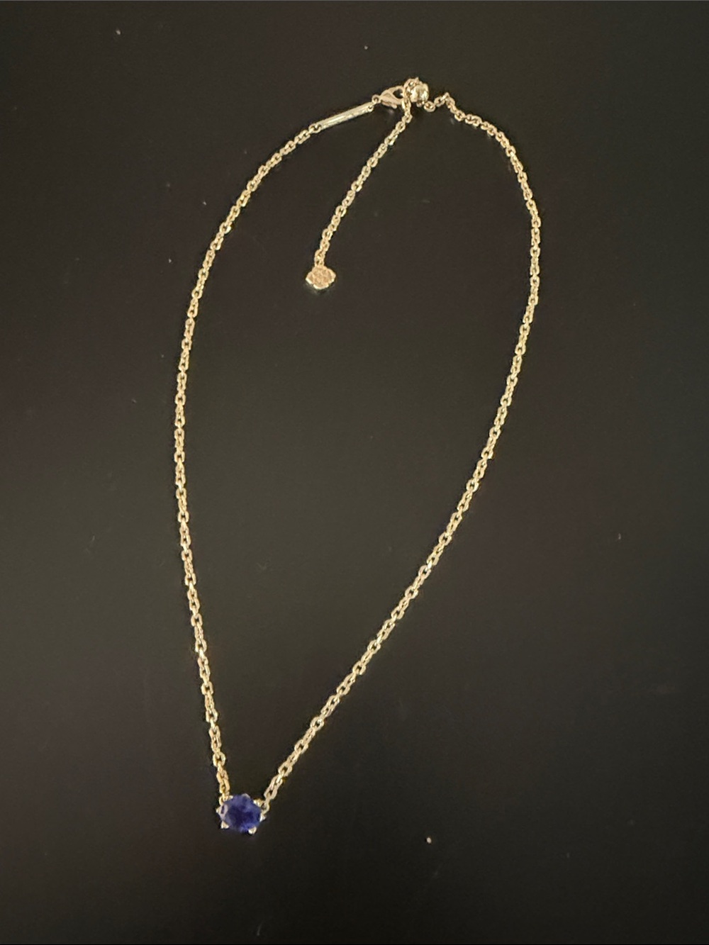 Delicate Gold Chain Necklace with Blue Pendant